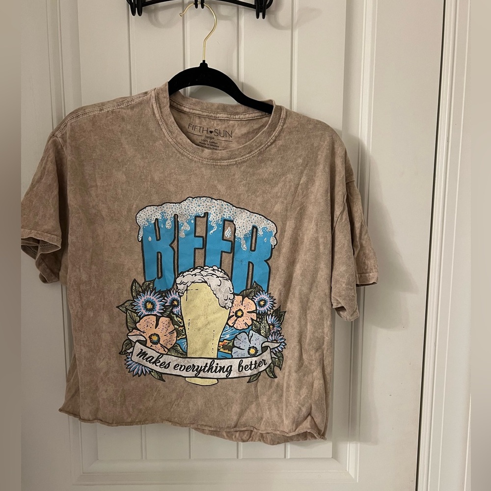 Fifth Sun Beige Kids Tee with Blue and Yellow Graphic